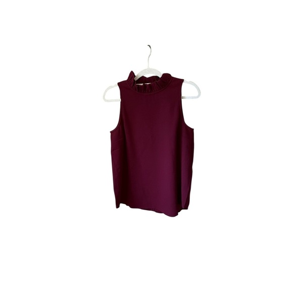 J. Crew Dark Wine Red Ruffled Tank Top - Picture 3 of 8